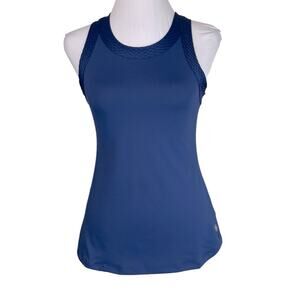 Lija Tennis Tank Womens Size XS Navy Blue Decorative Banding Athleisure Yoga Run